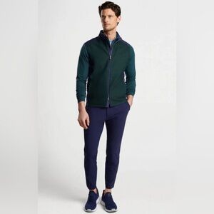 Peter Millar Small Vest Crown Crafted Cambridge Hybrid Wool Green Navy $295 NWT